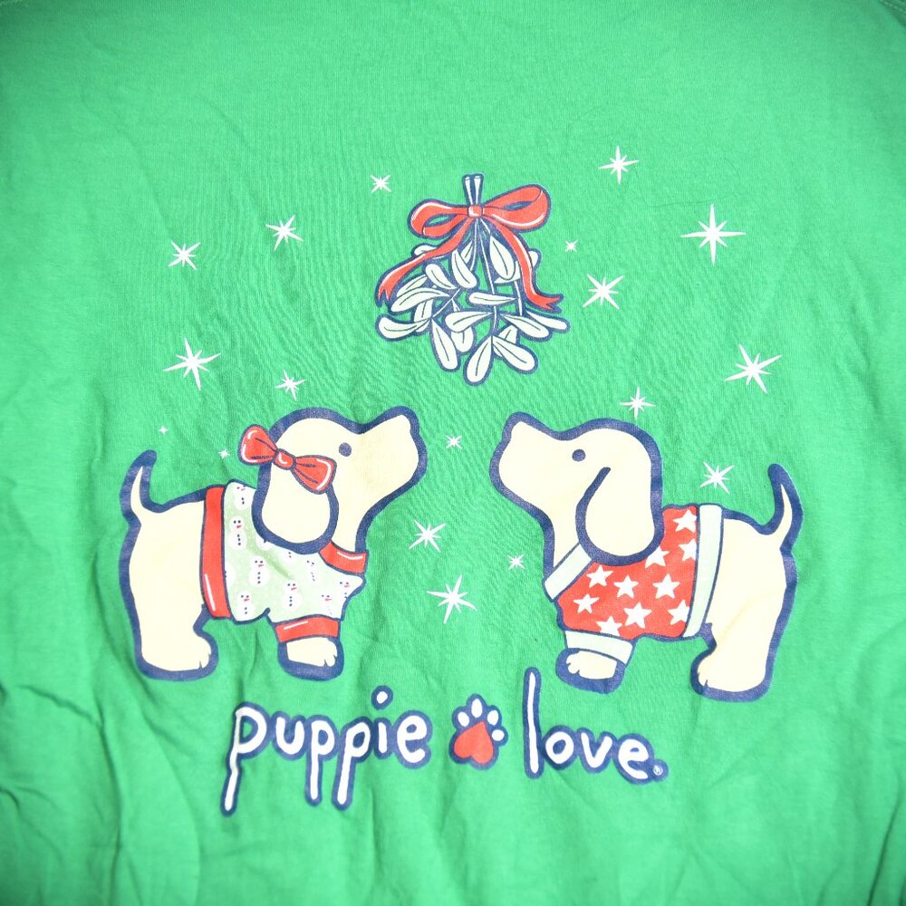 Puppy Love Save Rescue Green Women's Tee Shirt Short Sleeve Size Large